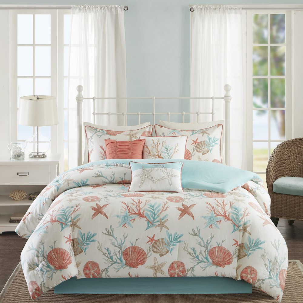 Start2Finish 7-piece cotton sateen comforter set with matching pillow shams and bed skirt, soft and luxurious bedding ensemble