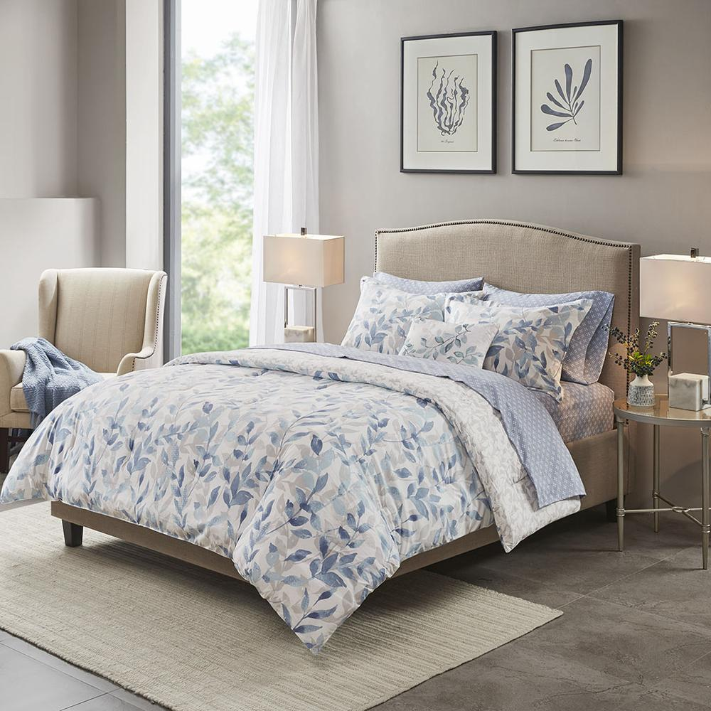 Reversible 8-piece comforter set with matching bed sheets by Start2Finish, featuring stylish fabric and cozy bedding design.