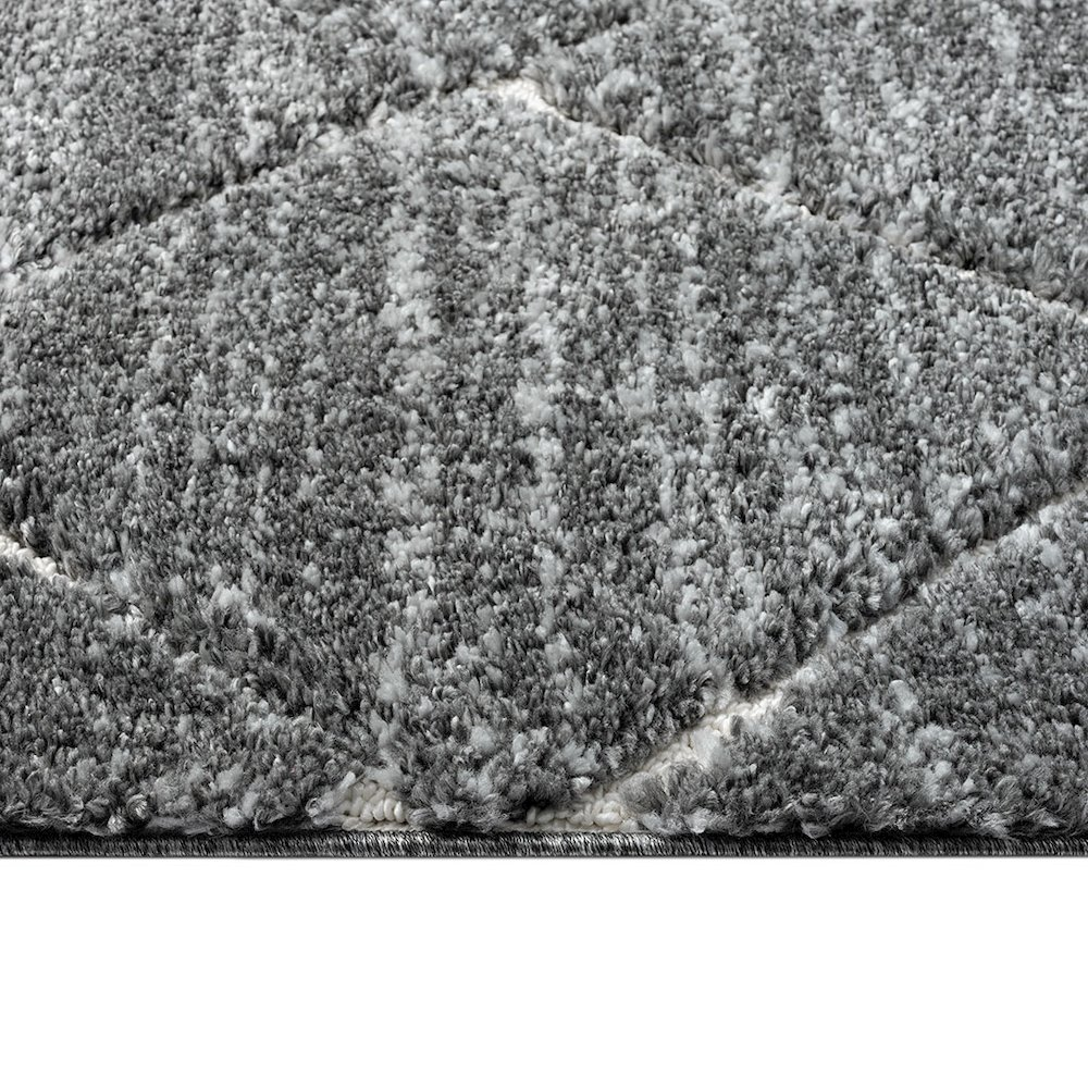 Start2Finish Talas Trellis Area Rug in grey and cream with geometric pattern, ideal for living rooms or bedrooms.