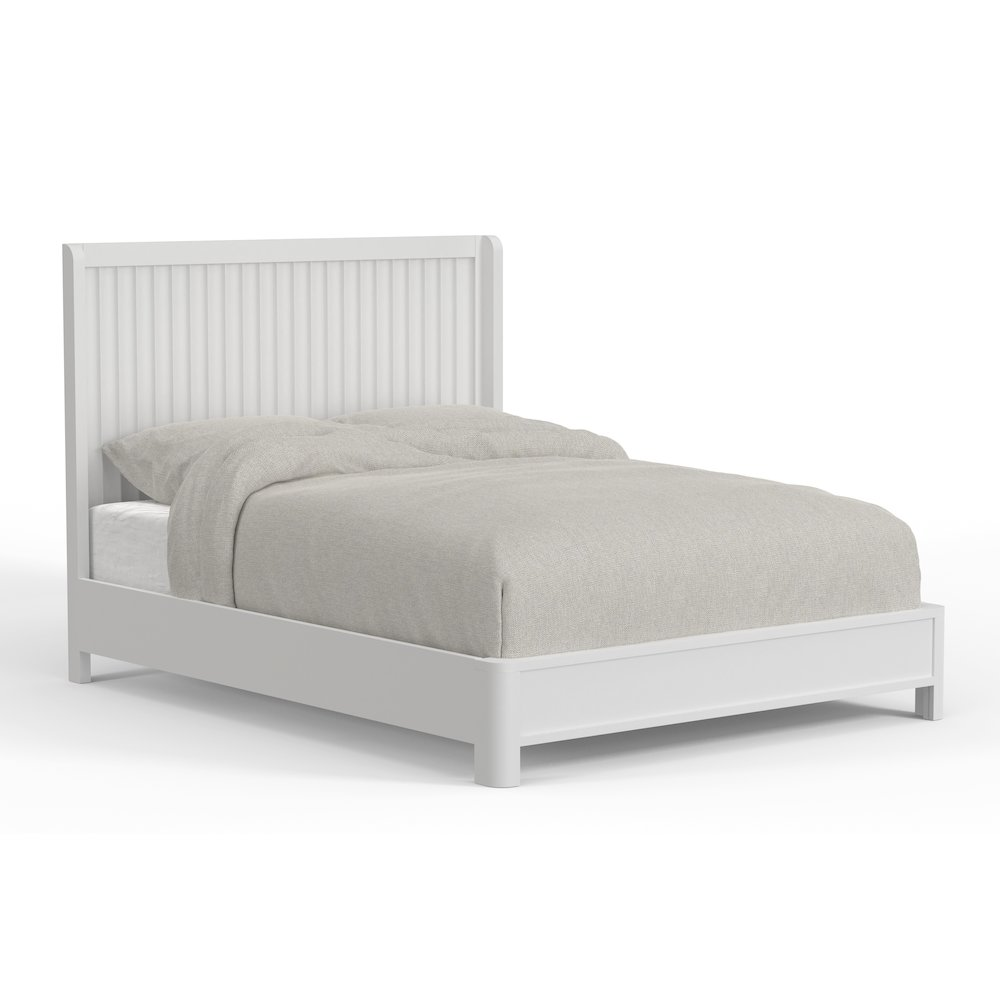 Start2Finish Stapleton Queen Panel Bed in white with a classic headboard and frame, showcasing a sleek, modern design for bedroom decor.