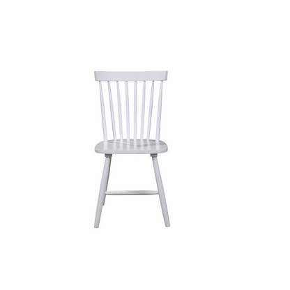 Set of 2 white Lyra side chairs by Start2Finish with sleek design and wooden legs, ideal for dining or casual seating.