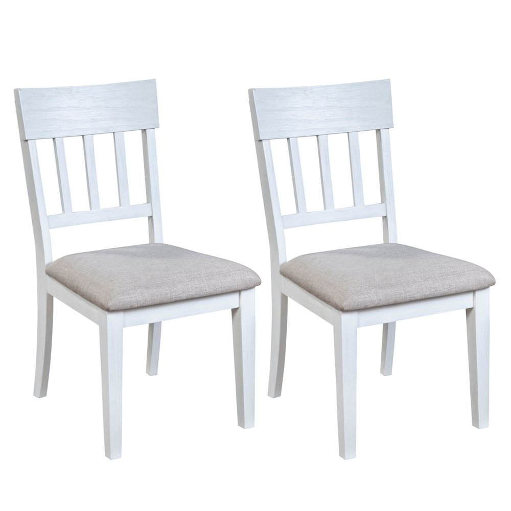 Set of 2 white Donham side chairs by Start2Finish with sleek modern design and sturdy wooden legs.