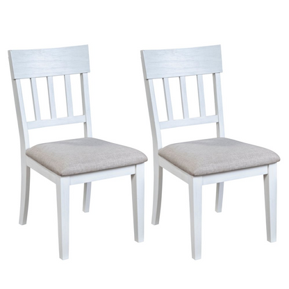 Set of 2 white Donham side chairs by Start2Finish with sleek modern design and sturdy wooden legs.