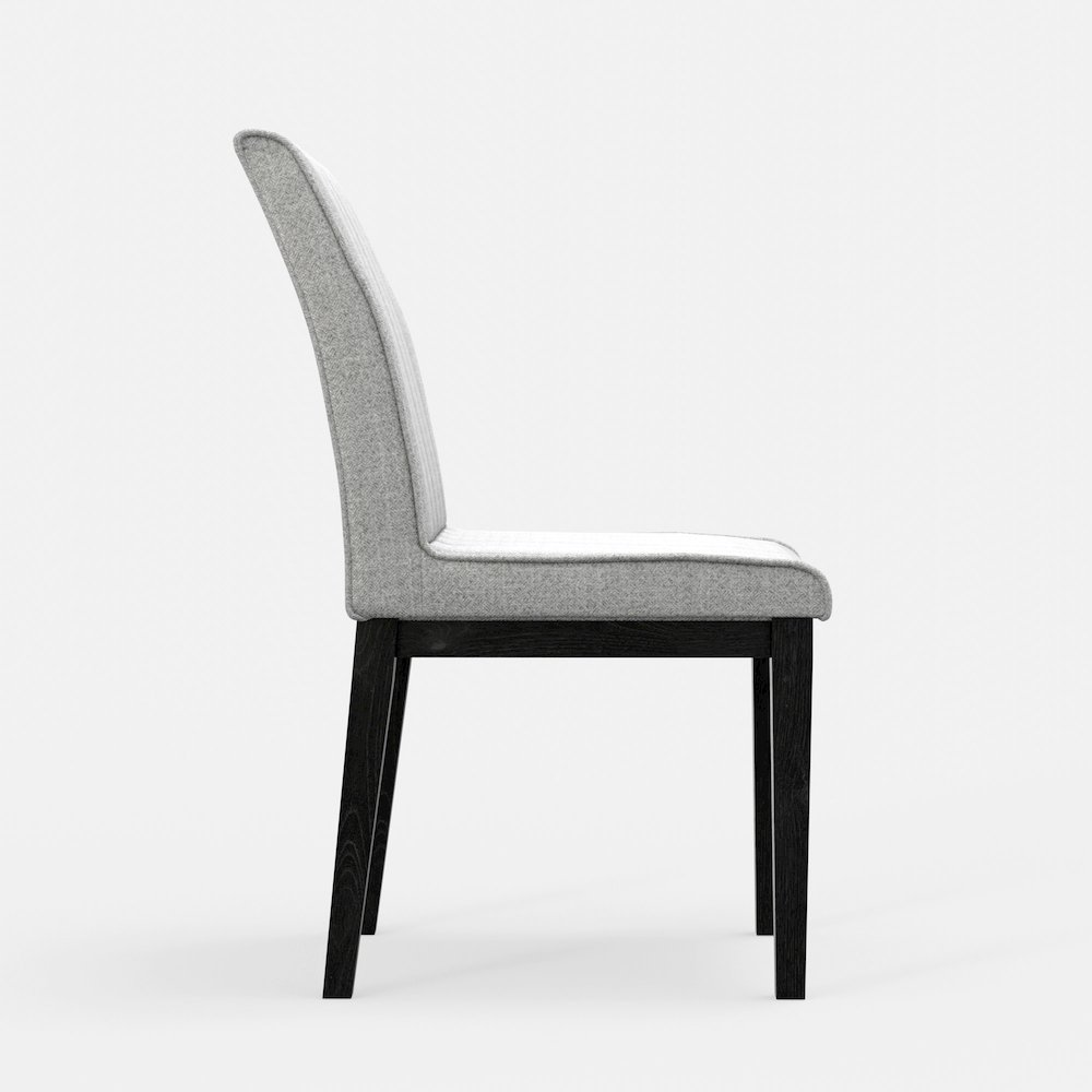 Set of two vintage black Cove Side Chairs by Start2Finish featuring sleek wooden legs and classic design for dining or living spaces.