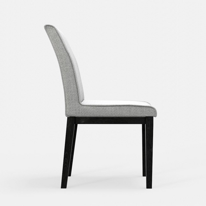 Set of two vintage black Cove Side Chairs by Start2Finish featuring sleek wooden legs and classic design for dining or living spaces.