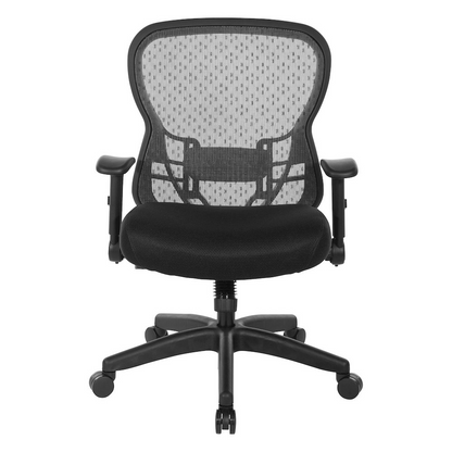 Start2Finish Deluxe R2 SpaceGrid Back Chair showing ergonomic design with adjustable armrests and mesh back support.