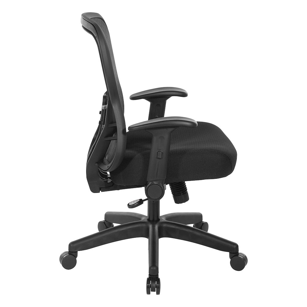 Start2Finish Deluxe R2 SpaceGrid Back Chair with ergonomic design and adjustable features, shown from a side view.