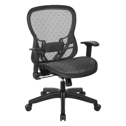 Start2Finish Deluxe R2 SpaceGrid Back Chair showing ergonomic design and adjustable features in a modern office setting.