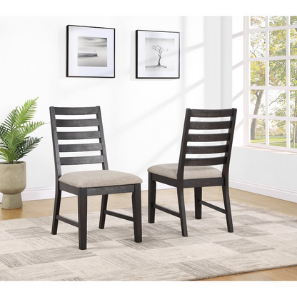 Start2Finish Harington Side Chair set of two with wooden legs and upholstered seats, shown in a modern living room setting.