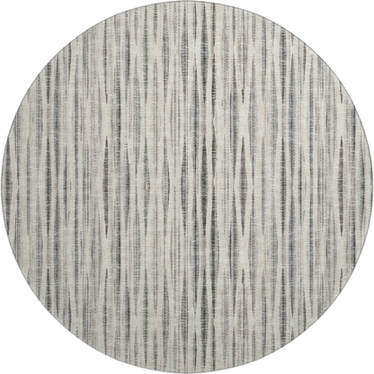 Start2Finish Mayfield beige round rug, 8x8 feet, machine washable, with a soft textured surface and decorative border.