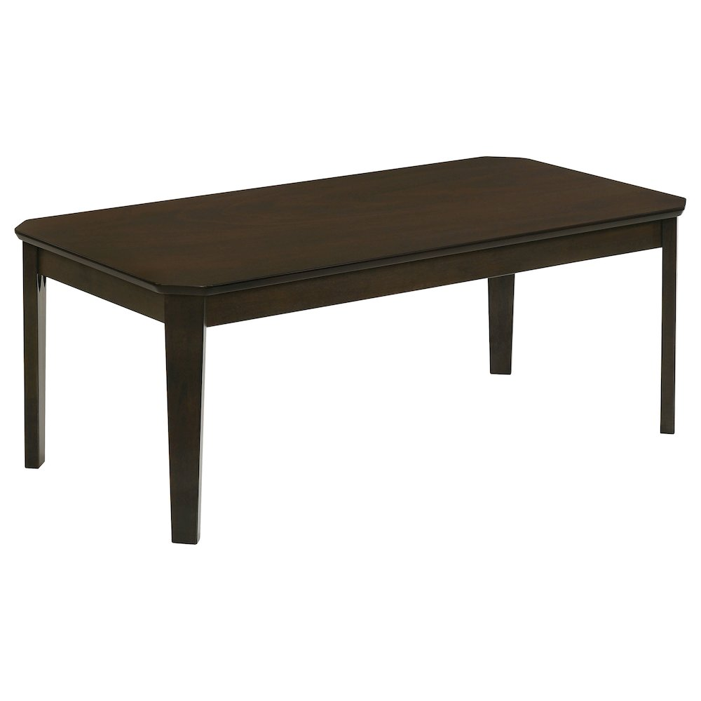 Dark brown Amaro 3-piece coffee and end table set by Start2Finish, featuring modern wood tables with sleek designs.