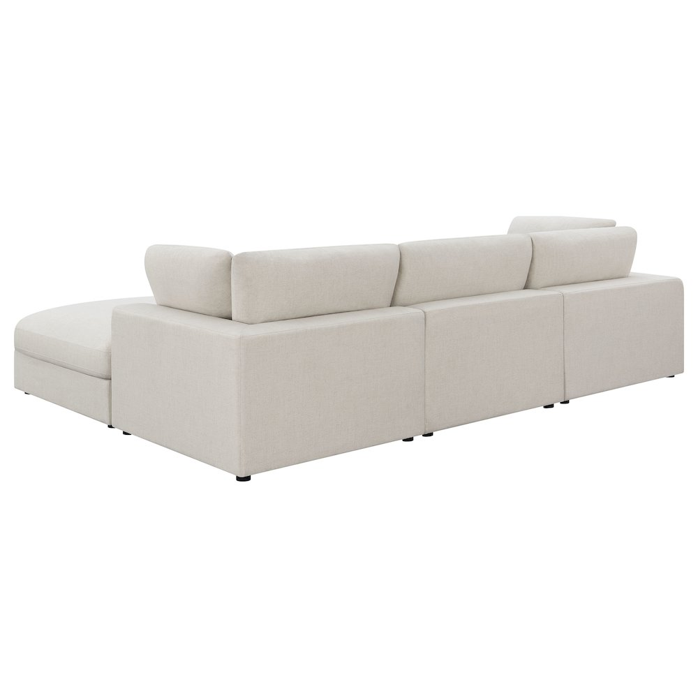 Beige Serene 4-piece upholstered modular sectional sofa by Start2Finish, featuring plush cushions and modern design.