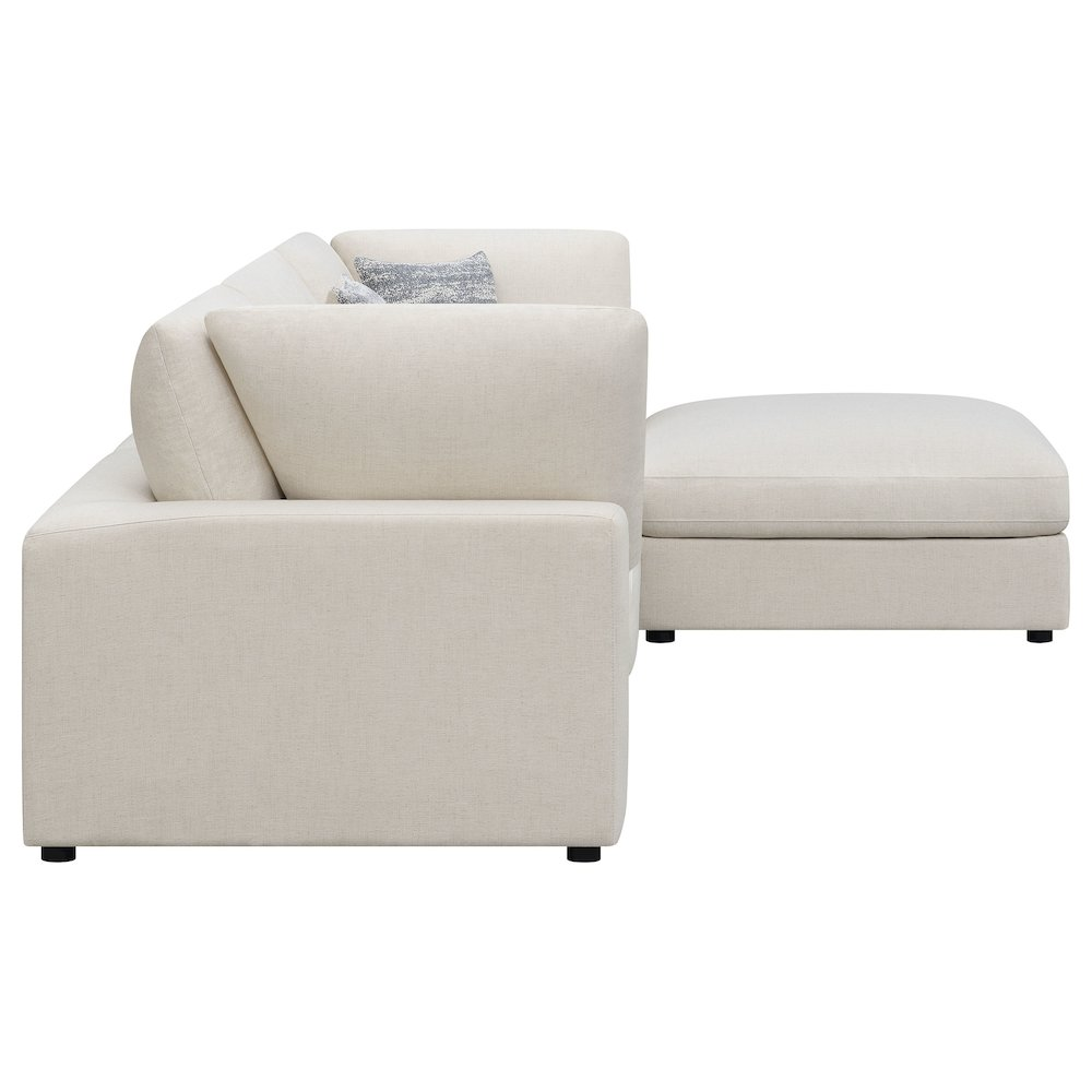Beige Serene 4-piece upholstered modular sectional sofa by Start2Finish, featuring plush cushions and modern design.
