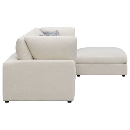 Beige Serene 4-piece upholstered modular sectional sofa by Start2Finish, featuring plush cushions and modern design.
