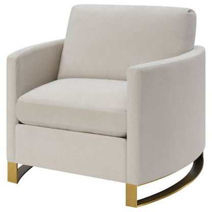 Corliss beige upholstered arched arm accent chair by Start2Finish, featuring plush fabric and stylish curved design for modern living.