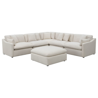 Start2Finish Hobson 6-piece ivory upholstered modular sectional sofa with plush cushions and modern design.