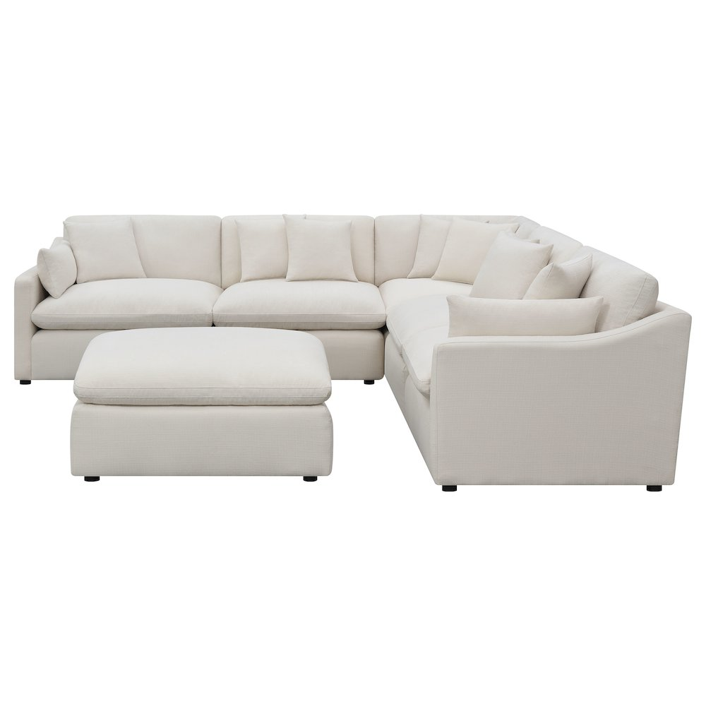 Start2Finish Hobson 6-piece ivory upholstered modular sectional sofa with plush cushions and modern design.