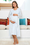 Shopymommy 55103 Elegance Lace Sleeves Maternity & Nursing Nightgown