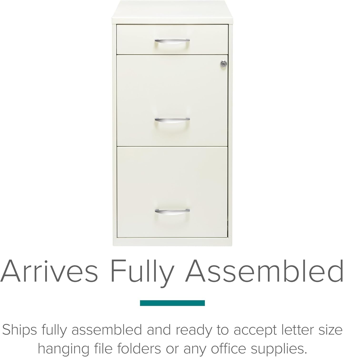 Hirsh 18 Inch Deep 3 Drawer Metal File Cabinet Pearl White