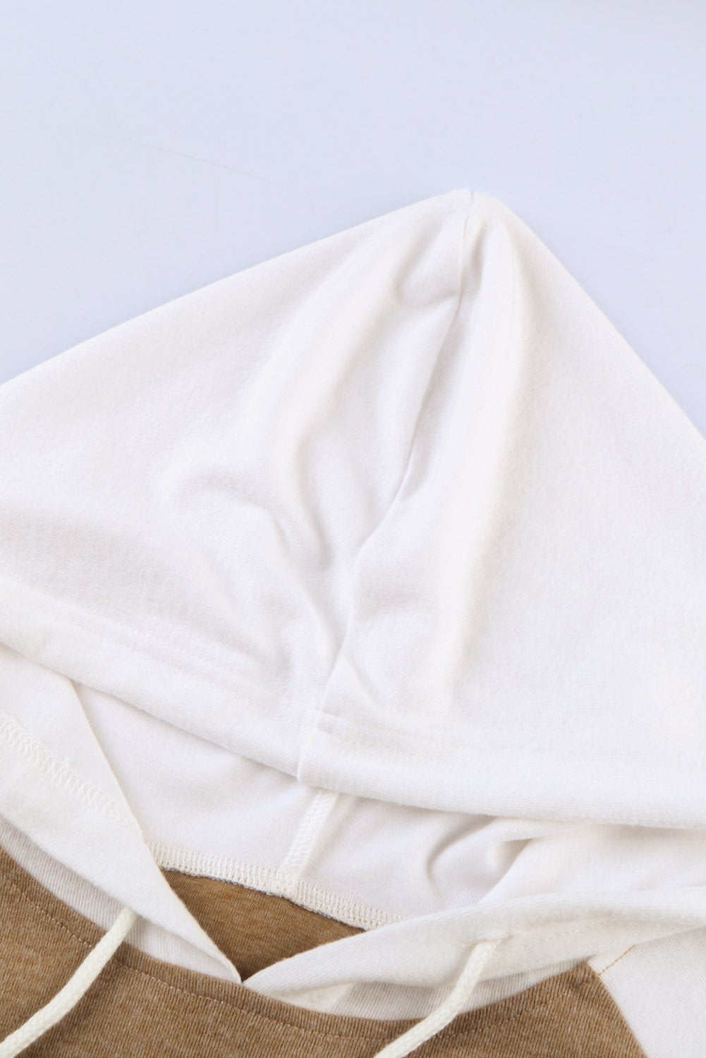Spliced Sleeve Khaki Hoodie with Pocket