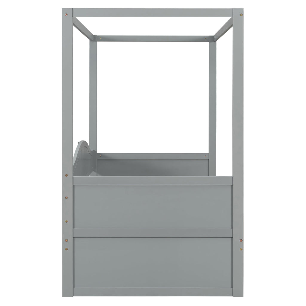 Twin Size Canopy Day Bed with 2 Drawers, Canopy Bed Frame for Bedroom