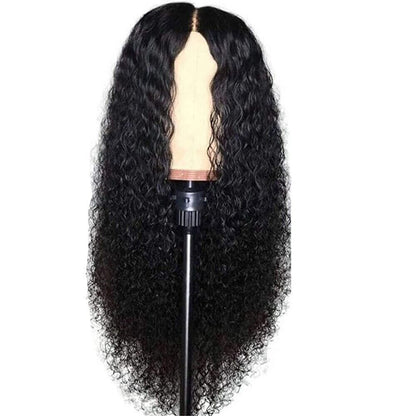 Brazilian human long curly lace front wig for women by Puce Gaia, featuring wavy, textured hair with natural volume.
