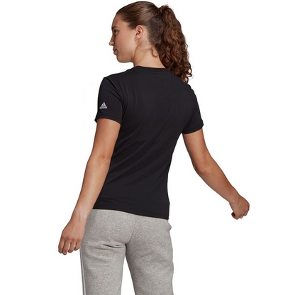 Start2Finish adidas Essentials Slim W GL0769 T-shirt, women’s athletic slim-fit T-shirt in black with branding details.