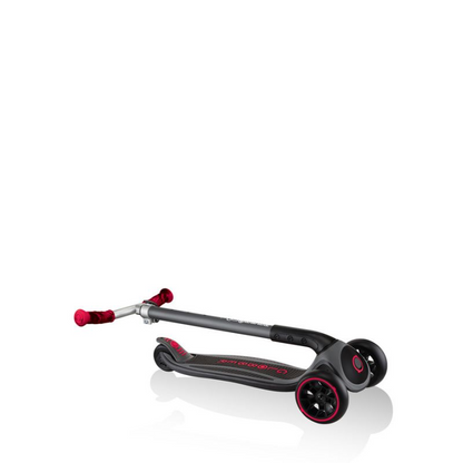 Globber Master Prime 3-Wheel Scooter in black with red accents, featuring a sturdy deck and adjustable handlebars for kids.