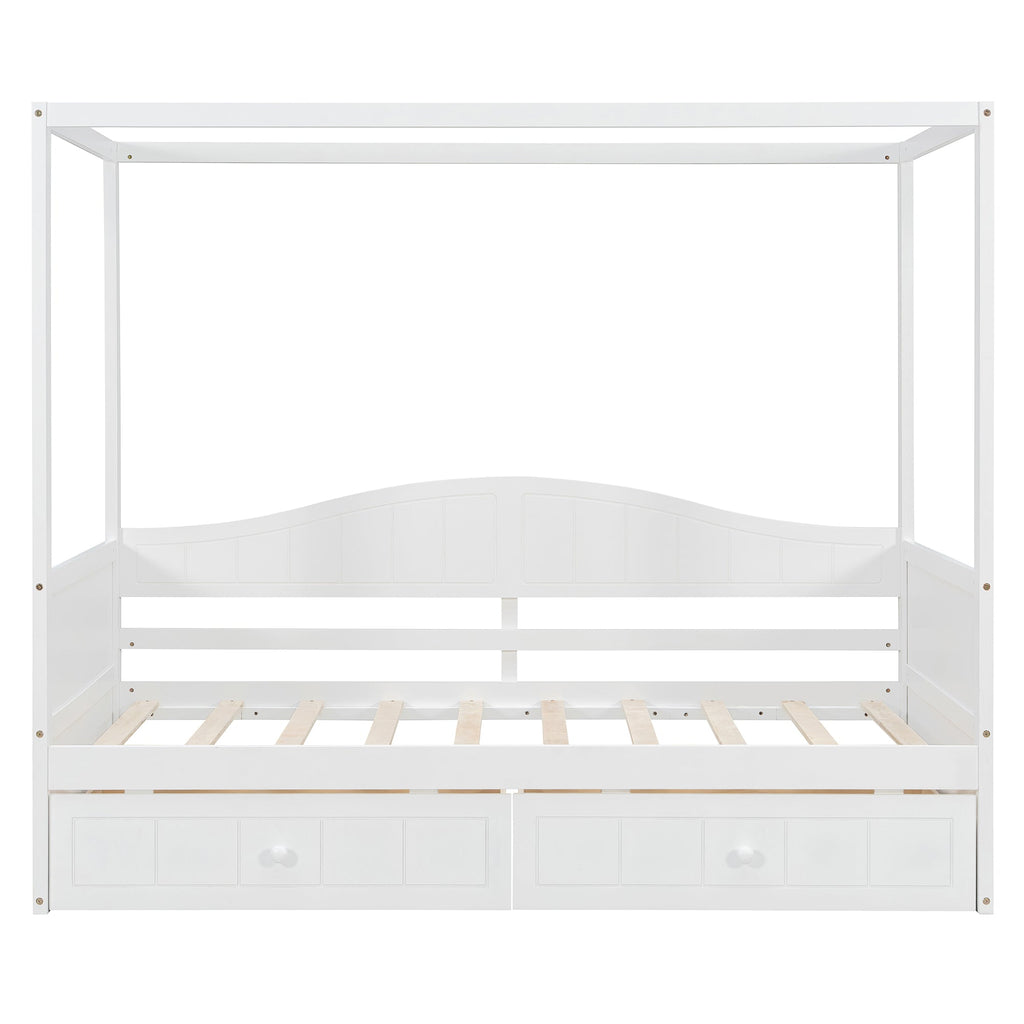 Twin Size Canopy Day Bed with 2 Drawers, Canopy Bed Frame for Bedroom