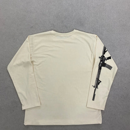 Y2K retro high street design loose gun color round neck sweater gothic punk rock fashion cartoon sweater casual Harajuku sweater