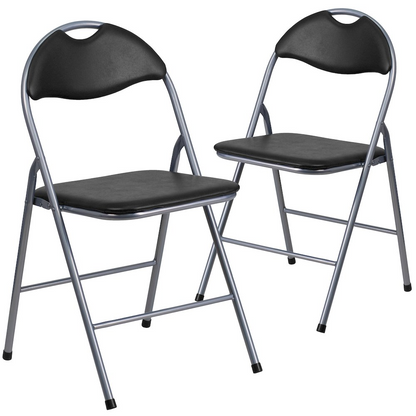 Set of 2 padded metal folding chairs by Start2Finish, featuring cushioned seats and sturdy foldable metal frames.