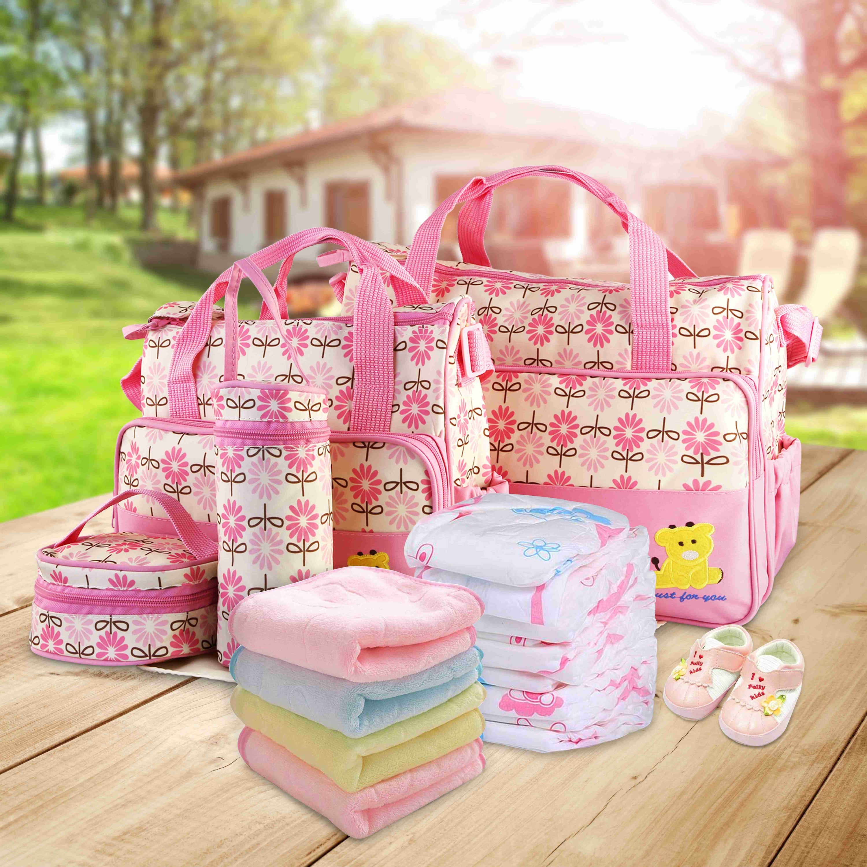 5PCS Per Set Baby Nappy Diaper Bags Set Mummy Diaper Shoulder Bags