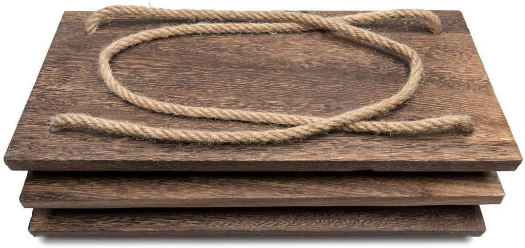 Wood Hanging Shelf Wall Swing Storage Shelves with Jute Rope, 3 Tier