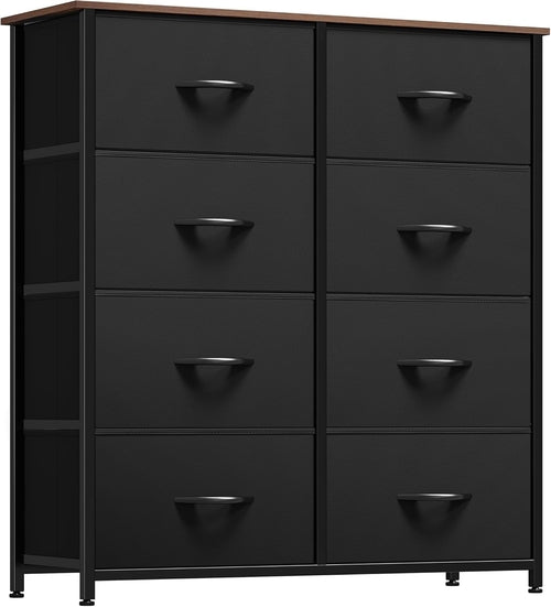 Black Dresser With 8 Drawers Tall Storage Chest For Bedroom