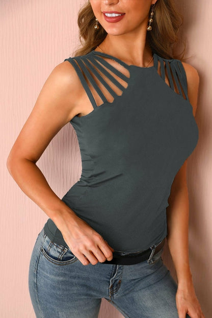 Brief Studded Detail Multi-Strap Casual Tank Top