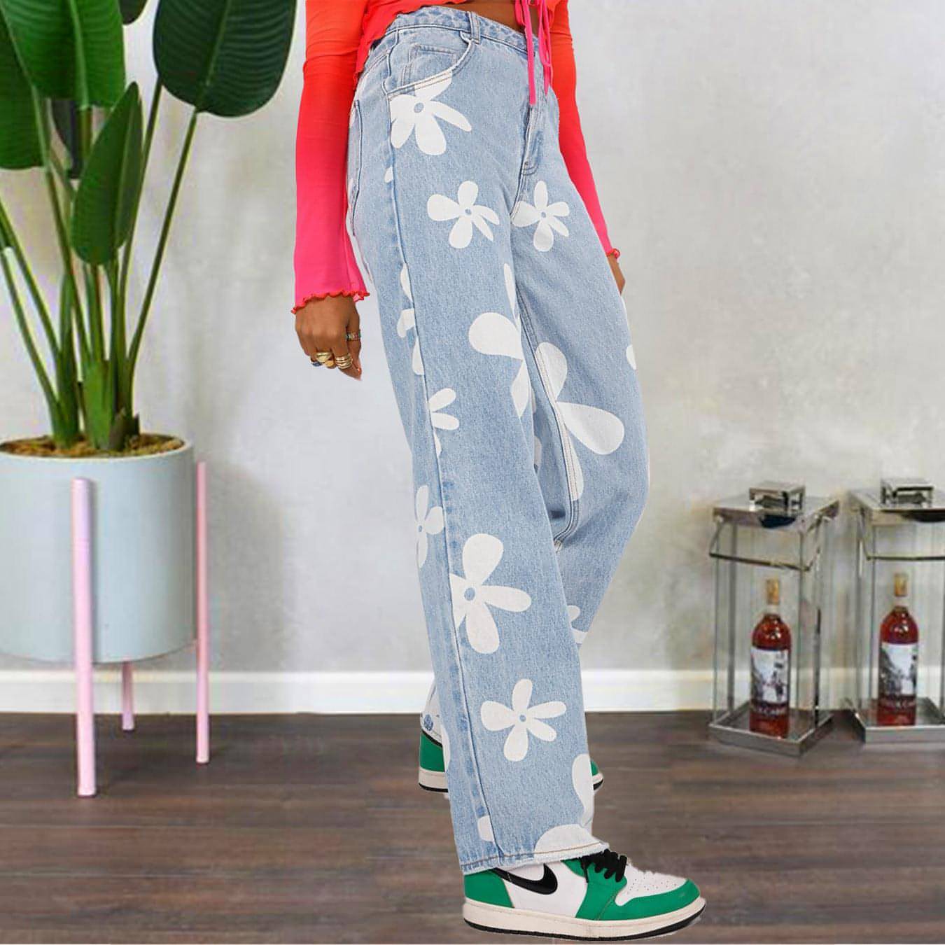 DenimDare™ Women's Simple Printed Straight Jeans