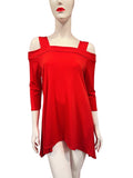 Candy Red Cold Shoulder Top