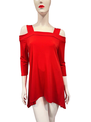 Candy Red Cold Shoulder Top