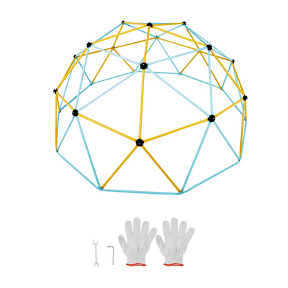 Start2Finish VEVOR 12FT climbing dome for kids, outdoor jungle gym with climbing grips, supports 750 lbs, easy to assemble.