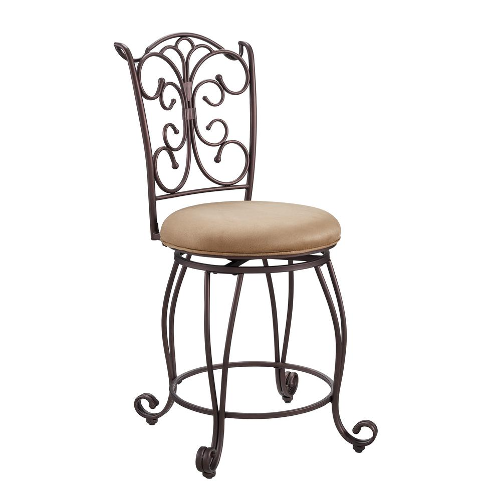 Start2Finish gathered back counter stool with wooden legs and cushioned seat, perfect for kitchen or bar area.