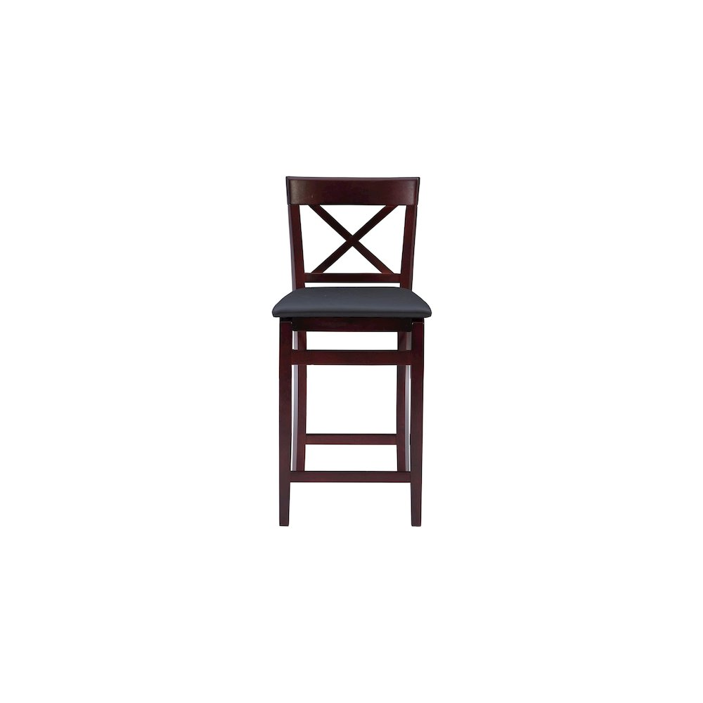 Start2Finish Triena 24-inch back folding counter stool with X-style back and wooden seat, adjustable height for versatile seating.