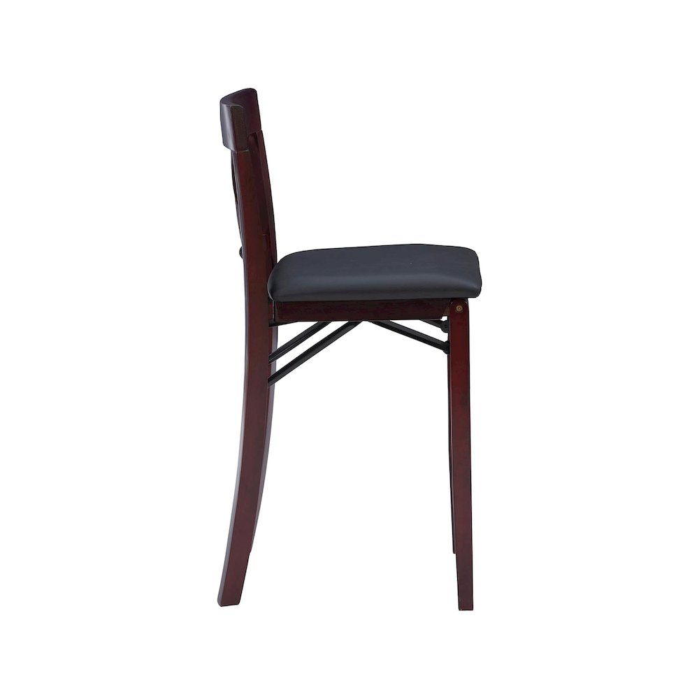 Start2Finish Triena 24-inch back folding counter stool with X-back design and wooden seat, ideal for kitchen or bar areas.