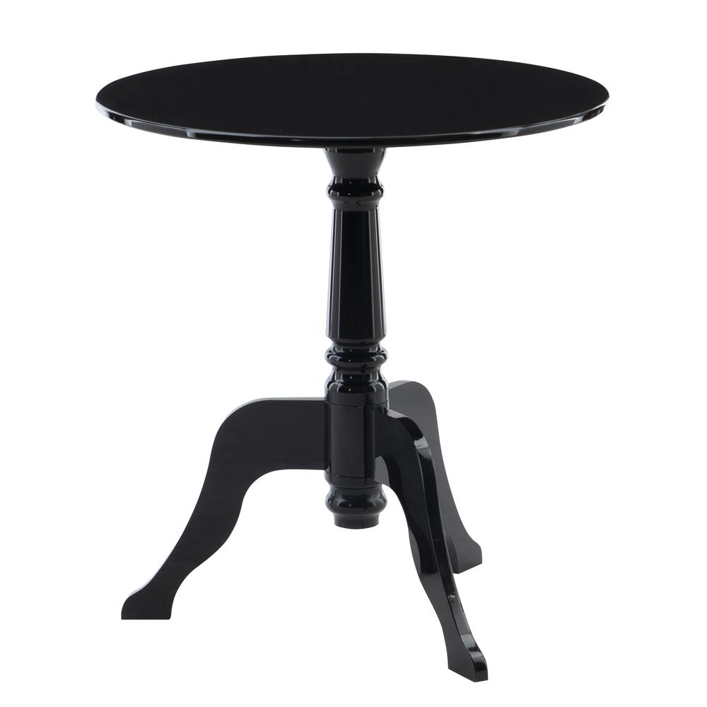 Black acrylic end table from Start2Finish with a sleek, modern design, shown with a smooth surface and minimalist style.