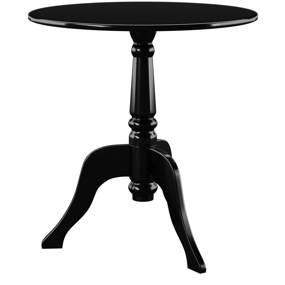 Black acrylic end table by Start2Finish with a sleek, modern design and smooth surface, perfect for contemporary living spaces.