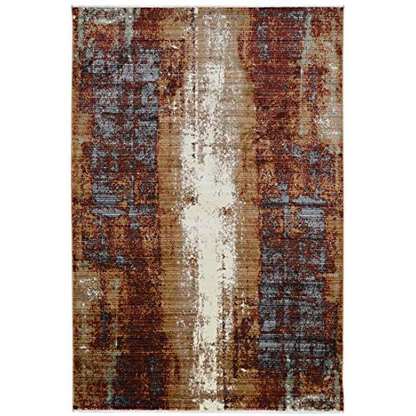 Start2Finish Illusions Canyon beige and burgundy 8x11 rug with abstract pattern, soft texture, and vibrant colors.