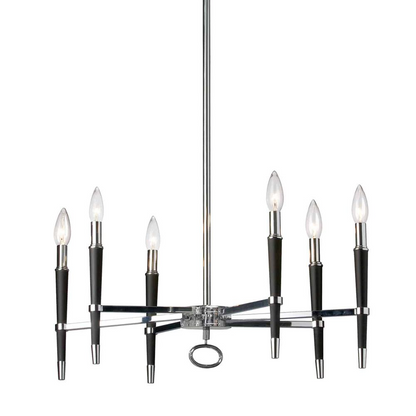 Start2Finish 6LT Incandescent Chandelier with PC Finish, featuring multiple bulbs and elegant design for stylish lighting.