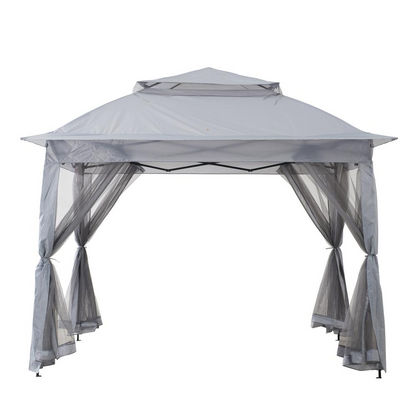 Gray 11 ft. x 11 ft. portable steel gazebo by Start2Finish with a sturdy frame and canopy for outdoor shade and shelter.