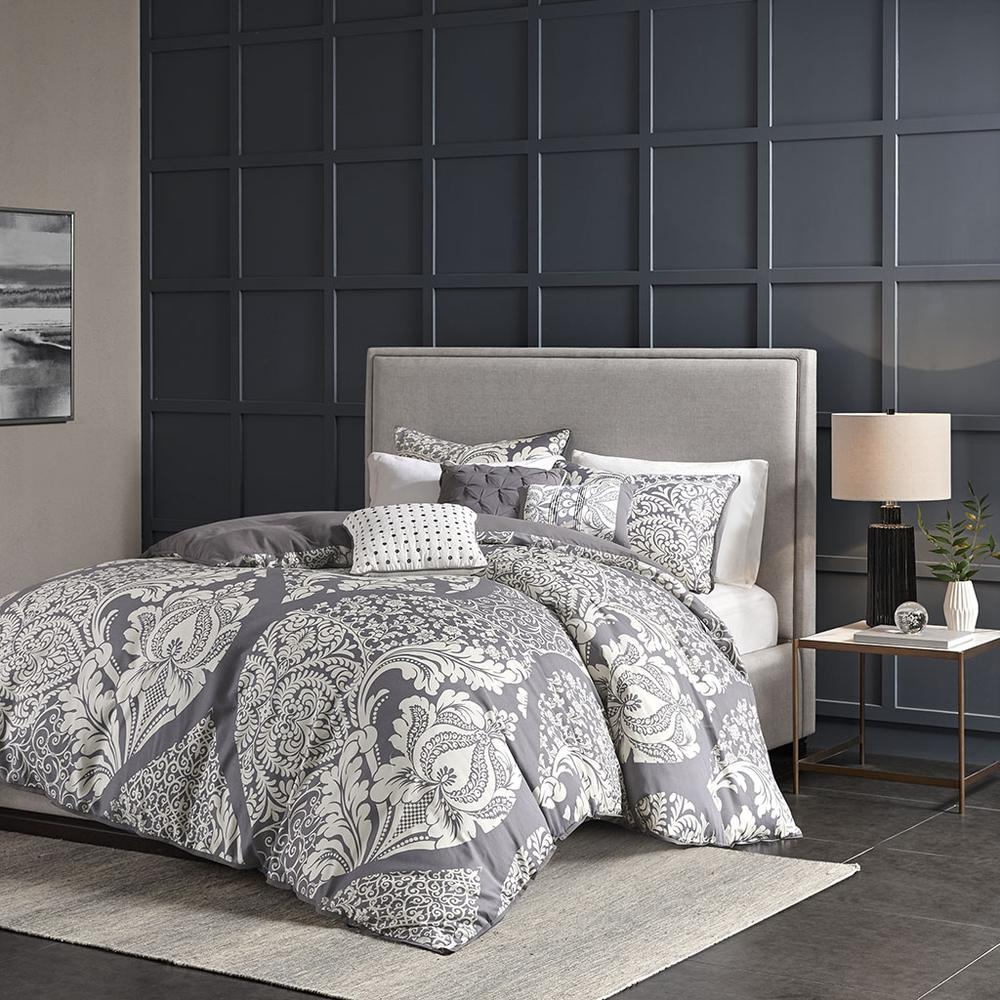 Start2Finish 6-piece printed duvet cover set with colorful geometric patterns and matching pillowcases on a neatly made bed.