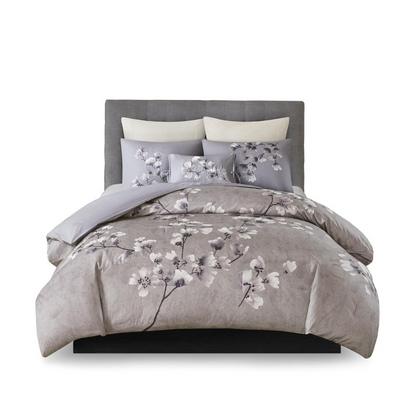 Start2Finish 3-piece cotton sateen printed comforter set with matching pillow shams, showcasing a vibrant floral design on soft fabric.