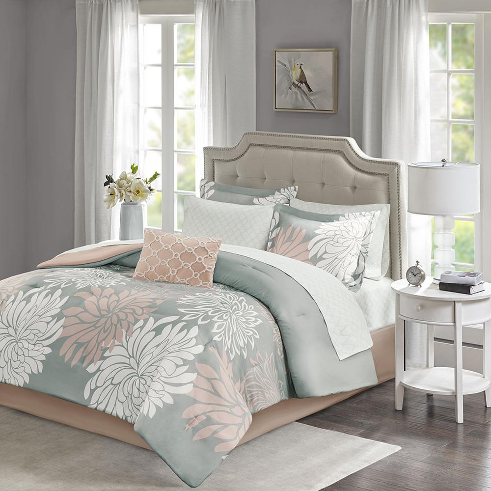Start2Finish 9-piece comforter set with matching cotton bed sheets, featuring soft, cozy bedding for a comfortable bedroom look.